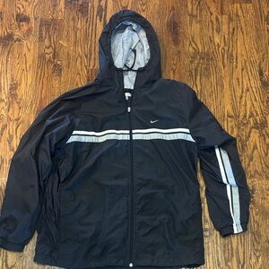 Nike Men's Black and Gray Windbreaker Jacket. XL